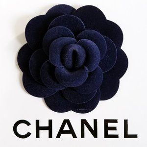 AUTHENTIC RARE CHANEL NAVY BLUE VELVET DIY BROOCH [RESERVED LISTING]